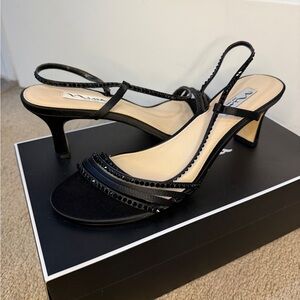 Nina Black Satin Heels